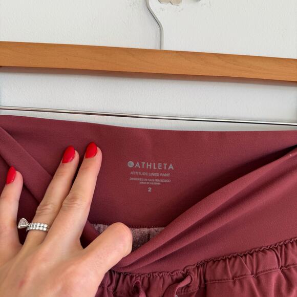 Athleta Attitude Lined Ruched Stretch High Rise Pants Red 2 - Picture 6 of 9
